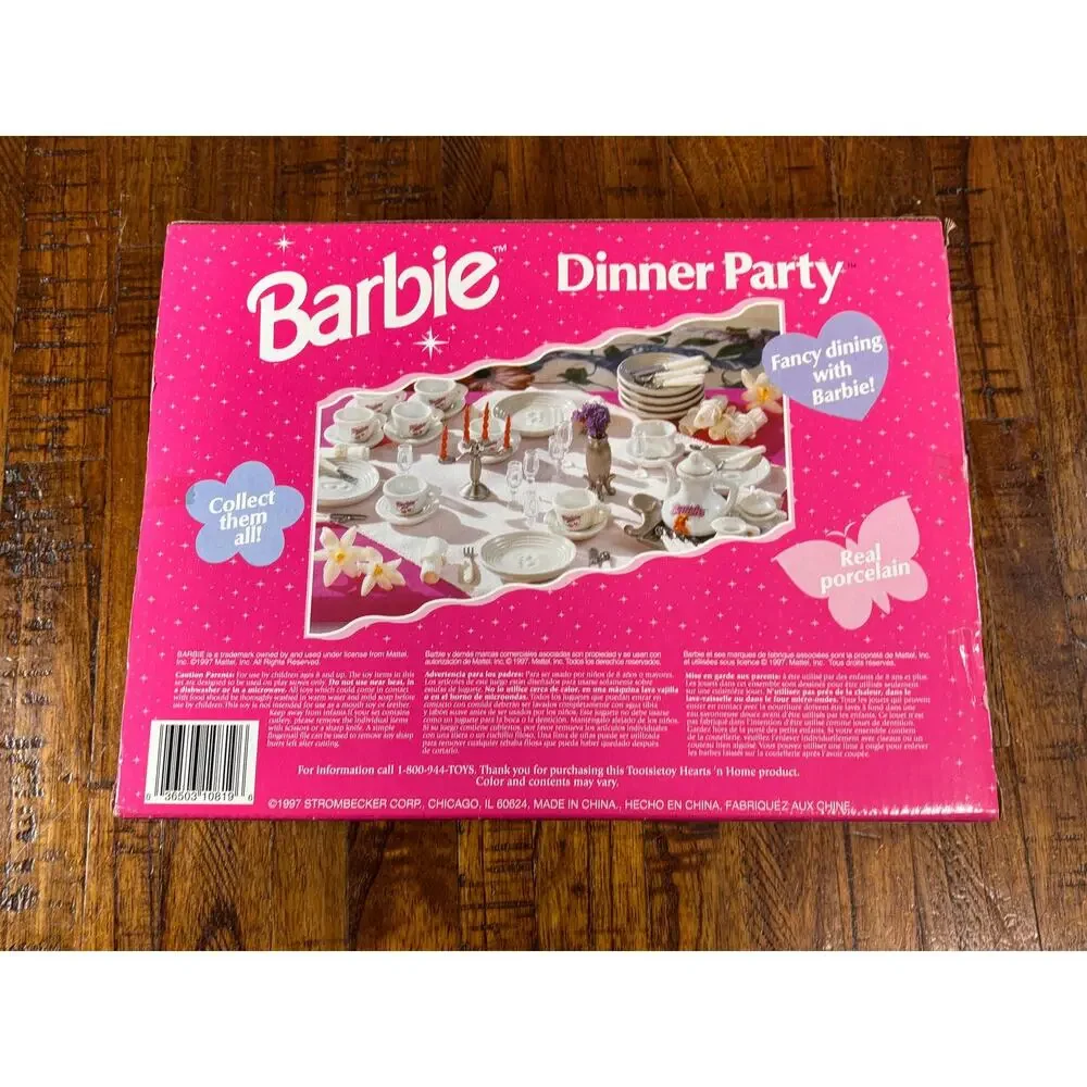 1997 Mattel Barbie Doll Dinner Party Dish Set for 6 Tootsie Toy #10819 New